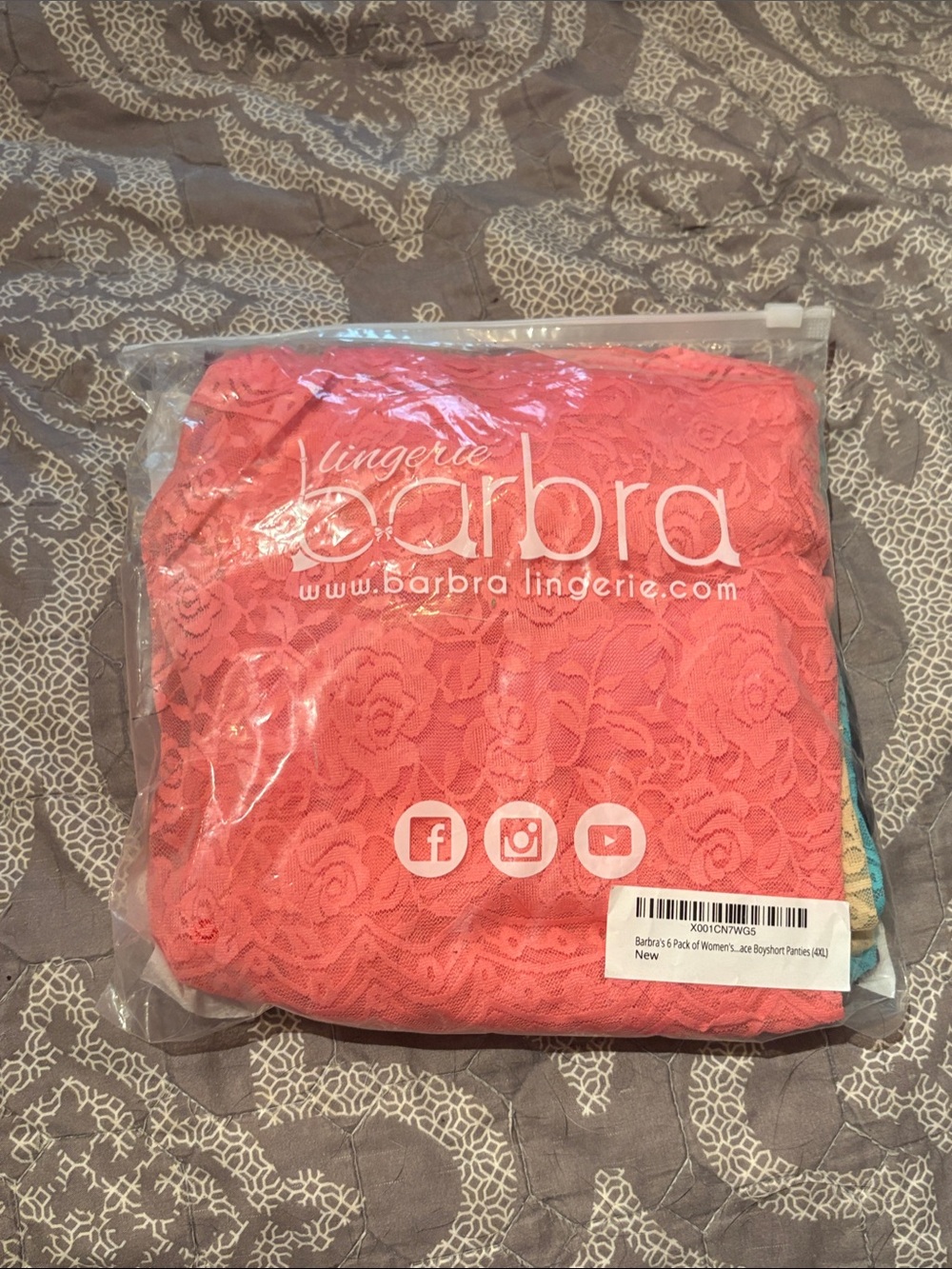 Barbra Lace Boyshort Panties in Coral Pink